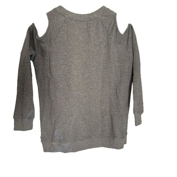 White Sand Embellished Cold Shoulder Casual Top Gray Medium - Picture 4 of 4